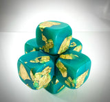 Klubo small jacks 6"x6" teal gold leaf